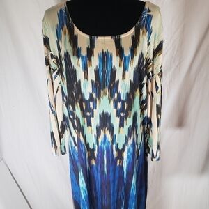 Fresh of LA Blue Multicolored Long Sleeve Dress Sz 2X